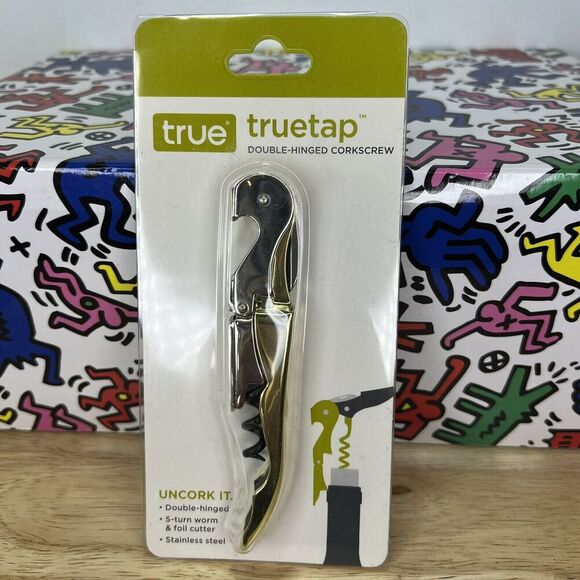 TrueTap Gold Double Hinged Waiter’s‎ Corkscrew Server Stainless Steel Wine Key - Picture 1 of 5